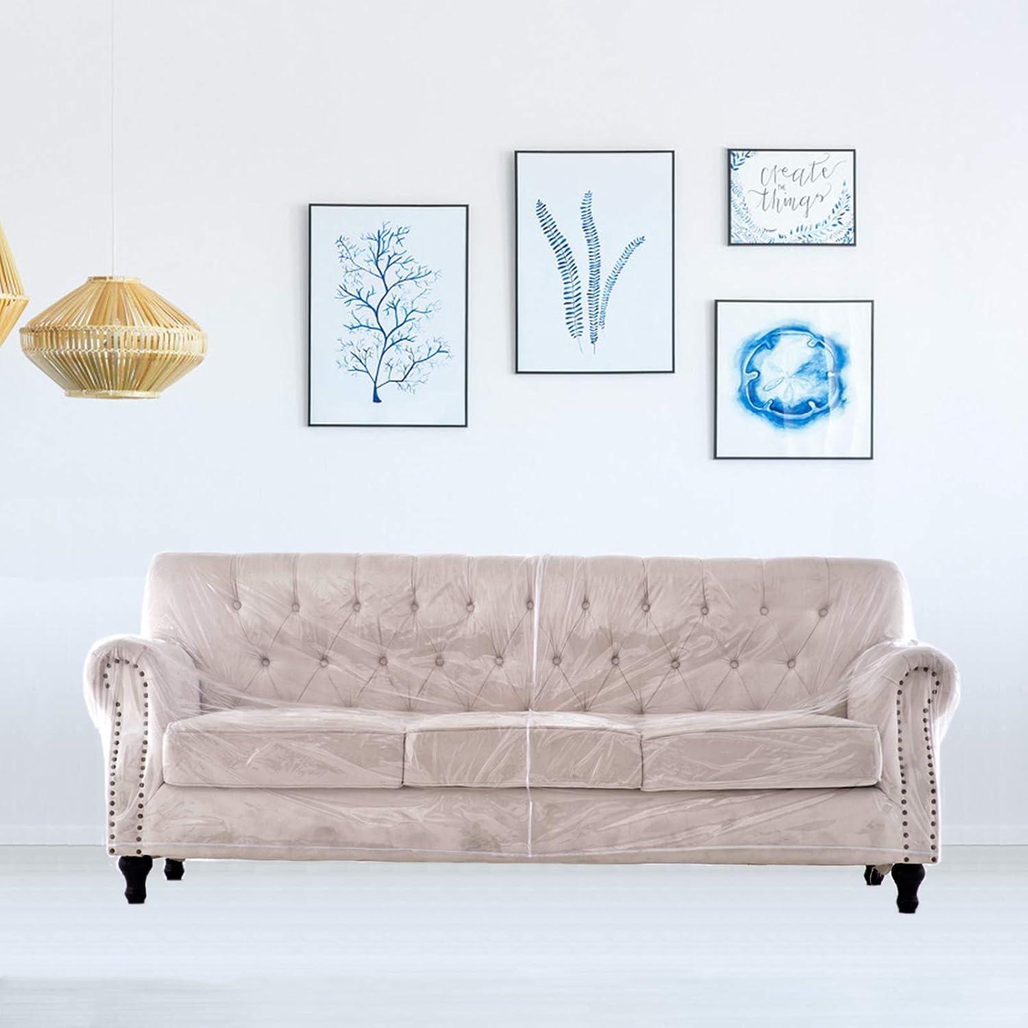 Swanna Waterproof Clear Plastic Thicker 36”RH x 18" FH x 84”W x 40" D, Loveseat Sofa/Couch Cover - Vinyl Shield Sofa Slipover Furniture Protection for Moving (Loveseat -1 Pack)