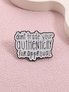 Inspirational Cartoon Brooch Pin, Authenticity Approval, Self-Love Safety Clasp Badge, Mental Health Awareness Gift for Teen Girls, Jacket Backpack Decoration, Fashion Accessory