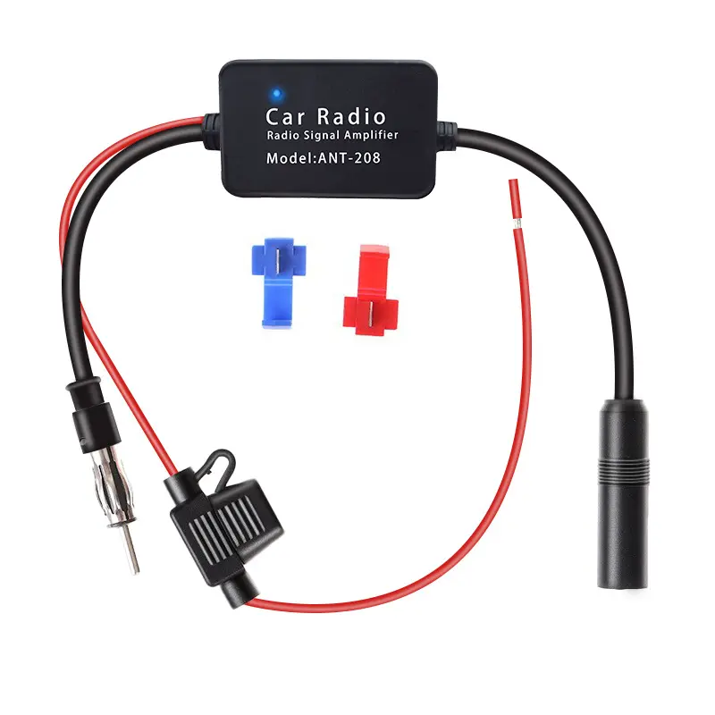12V Universal Car Automobile FM/AM Radio Signal Amplifier Anti-interference Car Antenna FM Booster Amp Windshield Mounted Automobile Parts, Without Battery