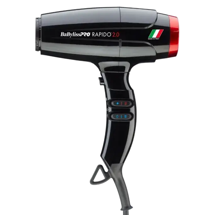 BaBylissPRO Rapido 2.0 Digital Hair Dryer - 2000W Concentrator-Equipped Lightweight Tool for Straight Styling