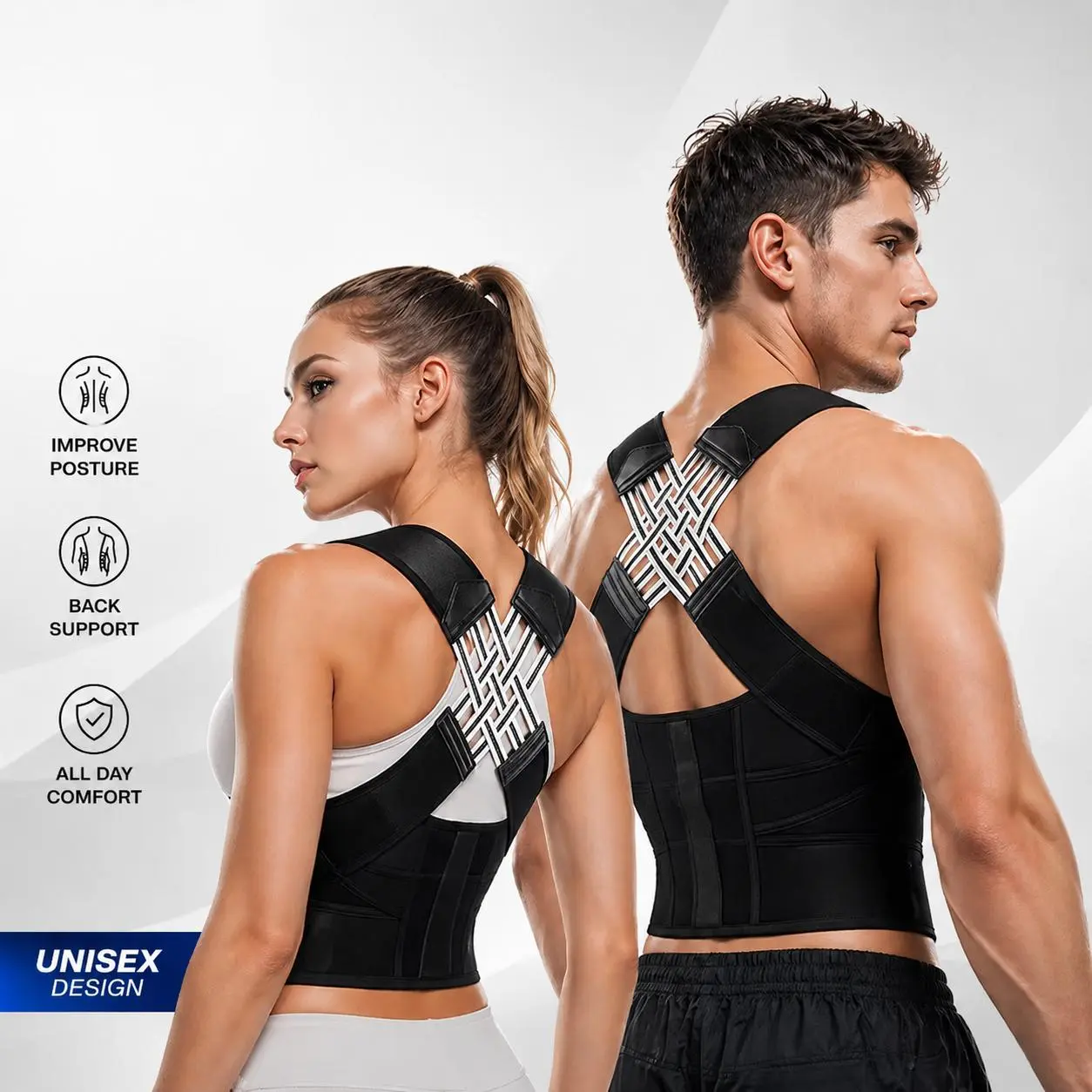 Back Brace for Men & Women, Adjustable Back Straightener, Back Support Belt for Home Gym Workout Care, Gym Clothes, Gym Accessories Back Correction Band