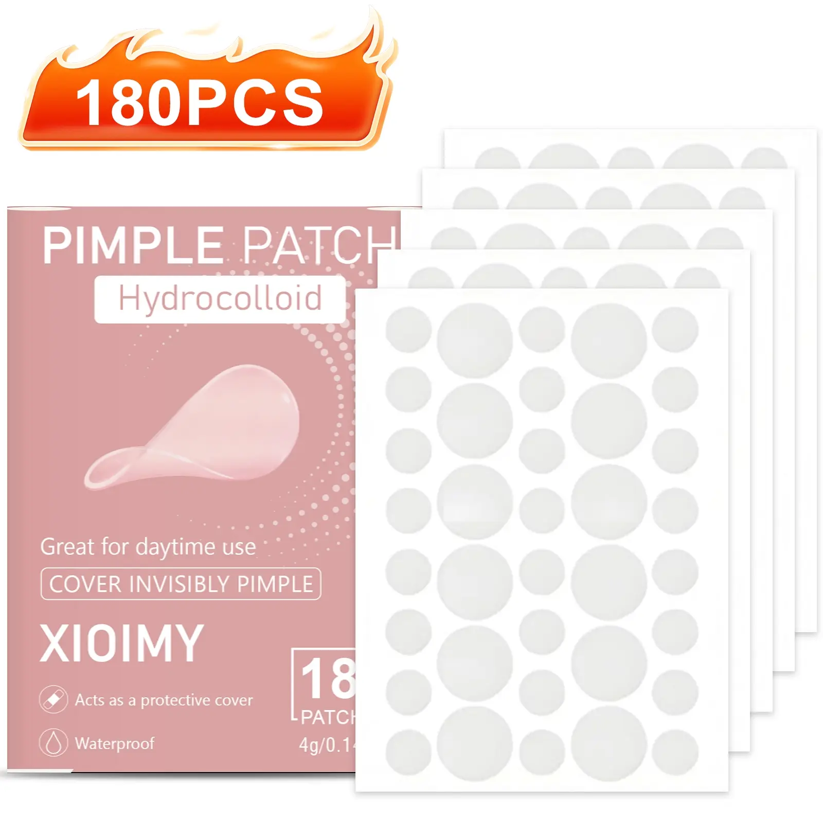 180pcs Hydrogel Pimple Patches Blemish Patches with Salicylic Acid Tea Tree Oil Chamomile Oil Acne Treatment No Residue Light Suitable for All Skin Types