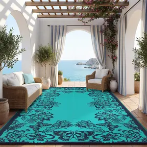 Outdoor Rugs Waterproof Reversible Mats, Large Area Plastic Straw Rug, Outside Carpet, Butterfly Floral Rv Mat for Patio Camping Picnic Backyard Deck Balcony Porch Beach Trailer