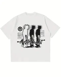 Afterthought Graphic T-shirt, Crew Neck Tee, Y2K Short Sleeve Top, Spring Summer Streetwear for Women