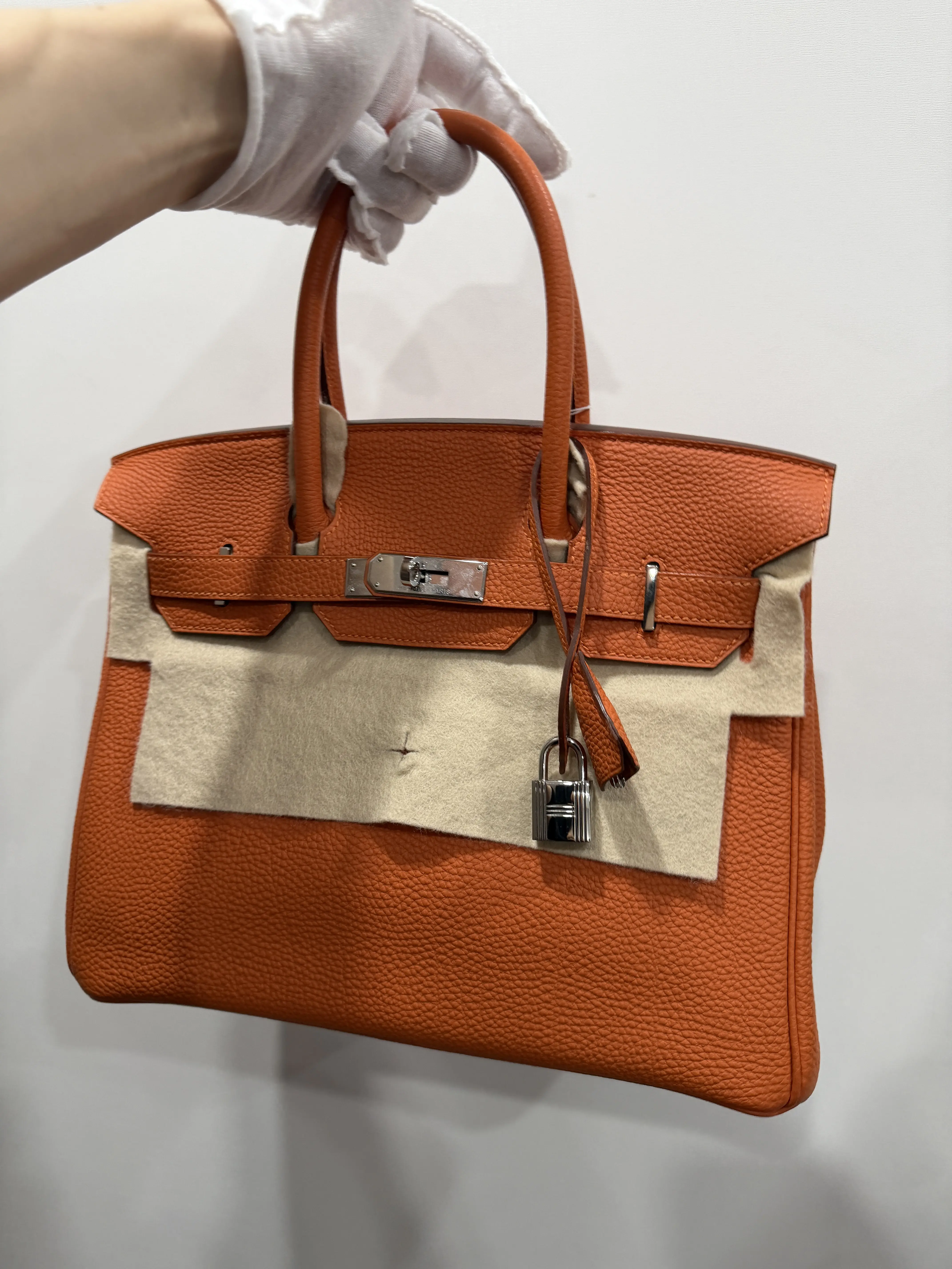 Pre-owned HERMÈS Hermes Birkin 30 Orange