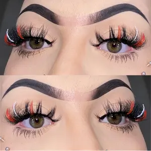 Call Me Orange & Silver Strip Eyelashes for Eyelash Extension - Makeup