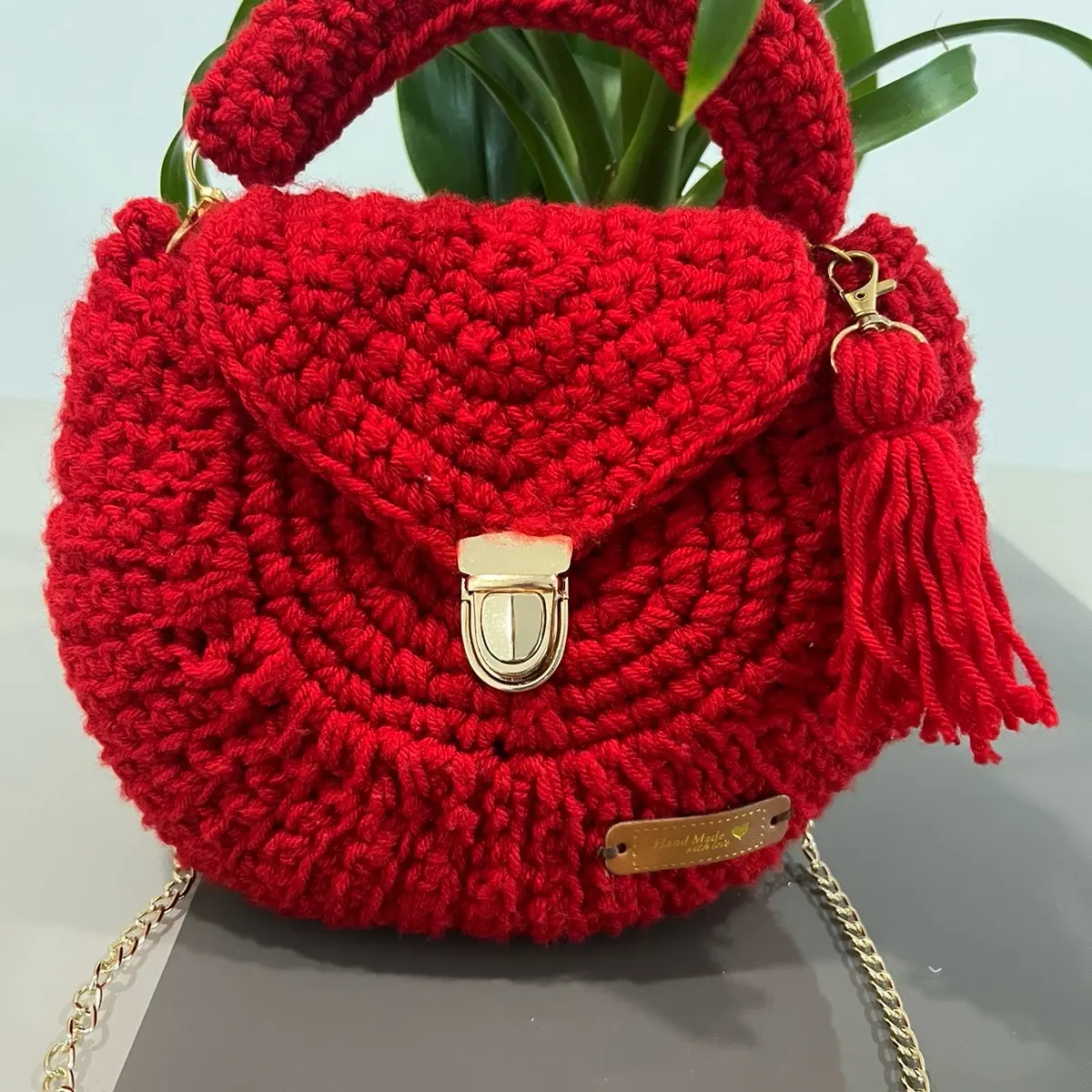Red circle crochet hand bag Red circle crochet hand bag