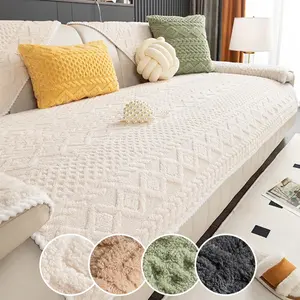 1pc Sofa Cover Solid Color Sofa Cover, Non-slip All-season Dustproof Sofa Slipcover, Universal Sofa Protector, Machine Washable Comfortable Cushion Covers, Suitable for Living Room, Bedroom, Office Sofa Cushion Decoration.