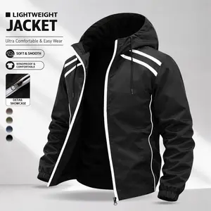 Men’s Autumn/Winter New Line-Detail Hooded Jacket, Casual Everyday Wear, Multi-Color Versatile Outerwear Top