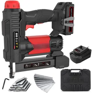 20v Cordless Staple  Brad Nailer 2 in 1 Aluminum metal magzine 1 Hour Fast Charger 2000mA  2000 count Free Staples(90 4/5"1000+18GA 1"x1000) in Tool Case