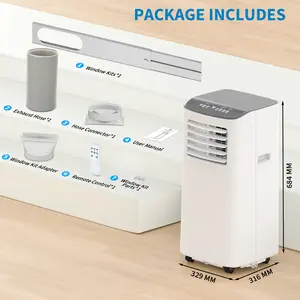 8,000 BTU Portable Air Conditioner, 3-in-1 AC with Cooling, emote Control, 24 Hour Timer, Sleep Mode, Quiet Upright AC Unit with Wheels and Easy Install Window Kit