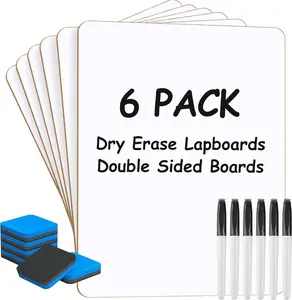 MaxGear Small White Board Dry Erase Boards 6 Pack, 9" x 12" Mini Whiteboard for Students School, Portable White Boards Mini Lapboards Including 6 Mini Dry Erase Erasers and 6 Markers