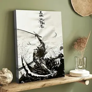 [Art Canvas Print] Premium Anime Zoro Art Canvas Print Poster with Wooden Frame |   Gallery-Wrapped Canvas Decor for Home Wall Art, Suitable for Various Settings, Complete with Hooks for Hanging