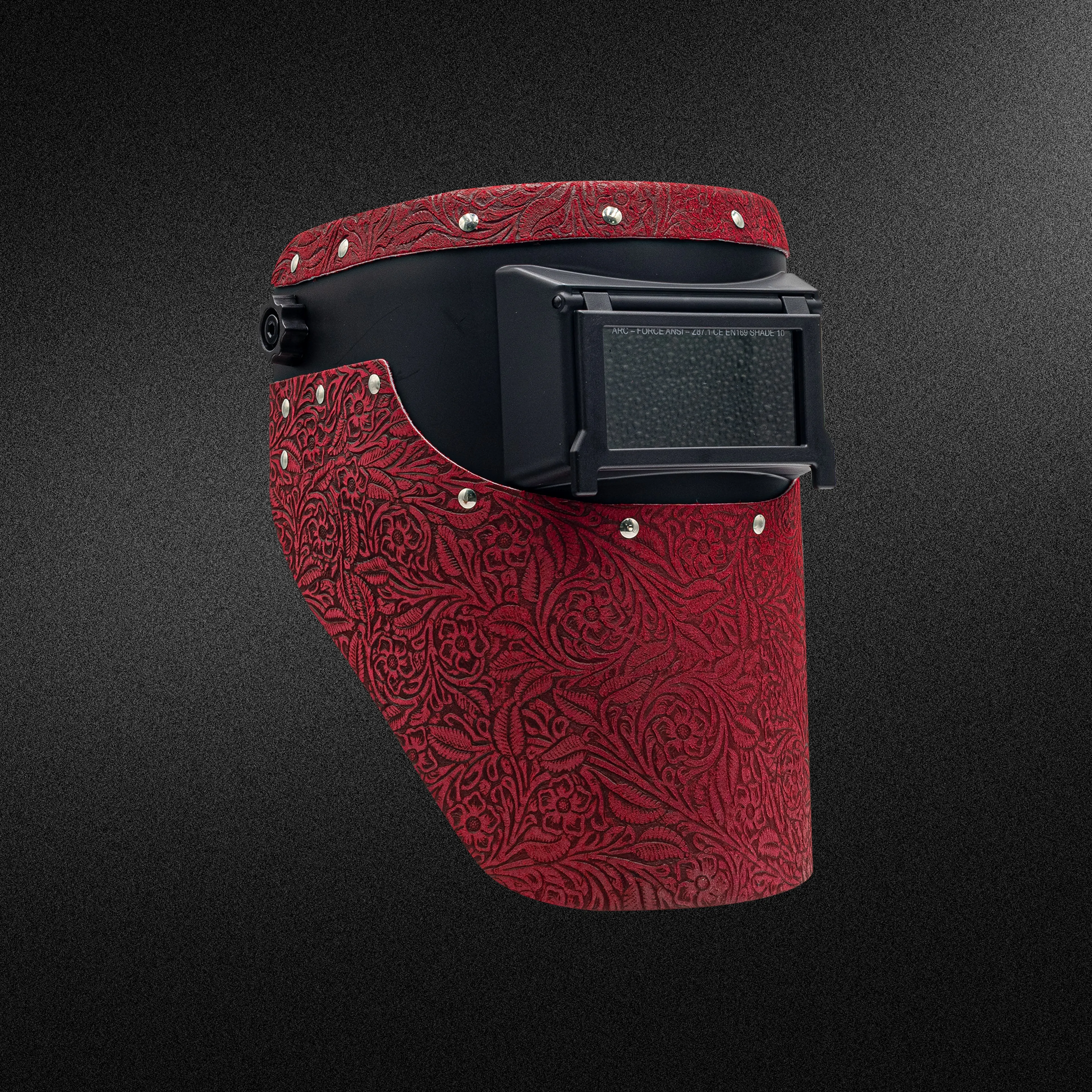 Black Slimline - Red Floral Welding Hood Black Slimline - Red Floral Welding Hood