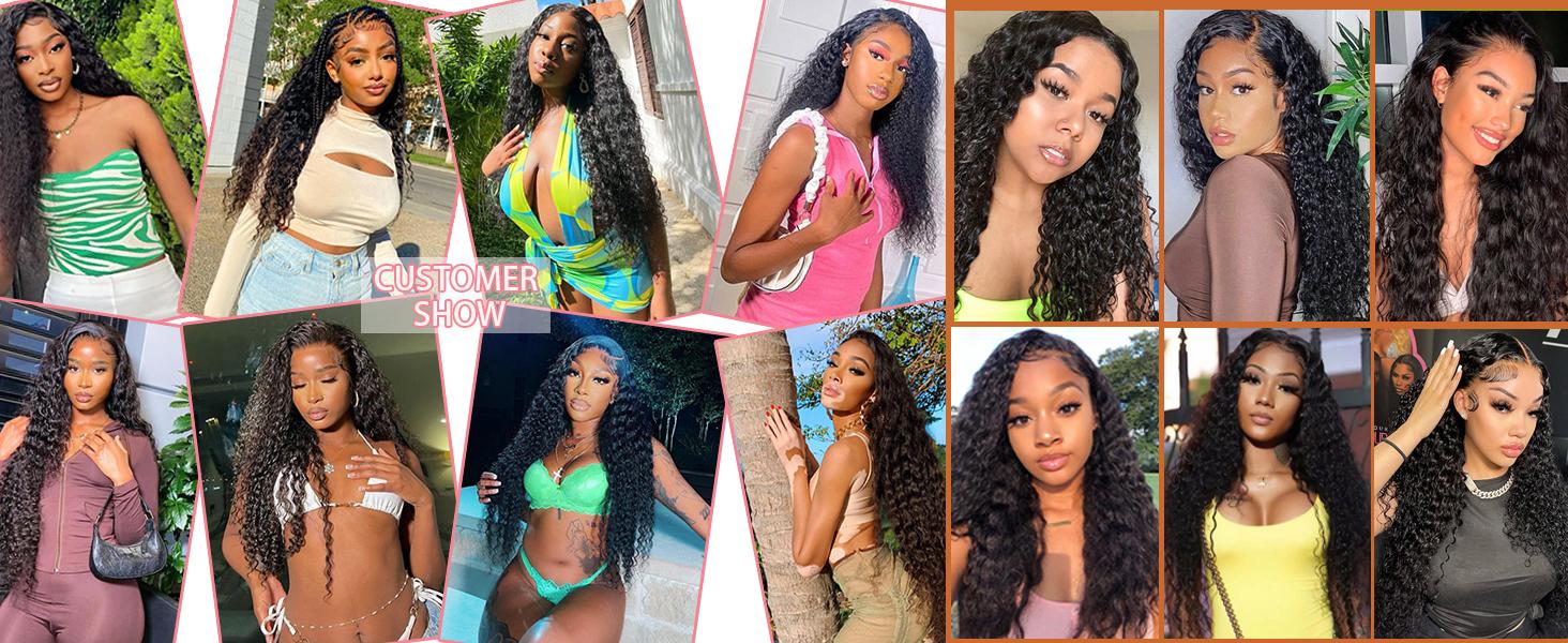 【30 Inch $79.9】HaloQueen 30 Inch 13x6 Deep Wave Lace Front Wigs Human Hair Hd Deep Curly Lace Frontal Human Hair Wigs for Women Curly Lace Front Wig Pre Plucked with Baby Hair