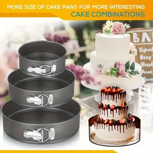 3-Piece round spring-bottomed cake pan with cream cake pan, leak-proof design with removable base