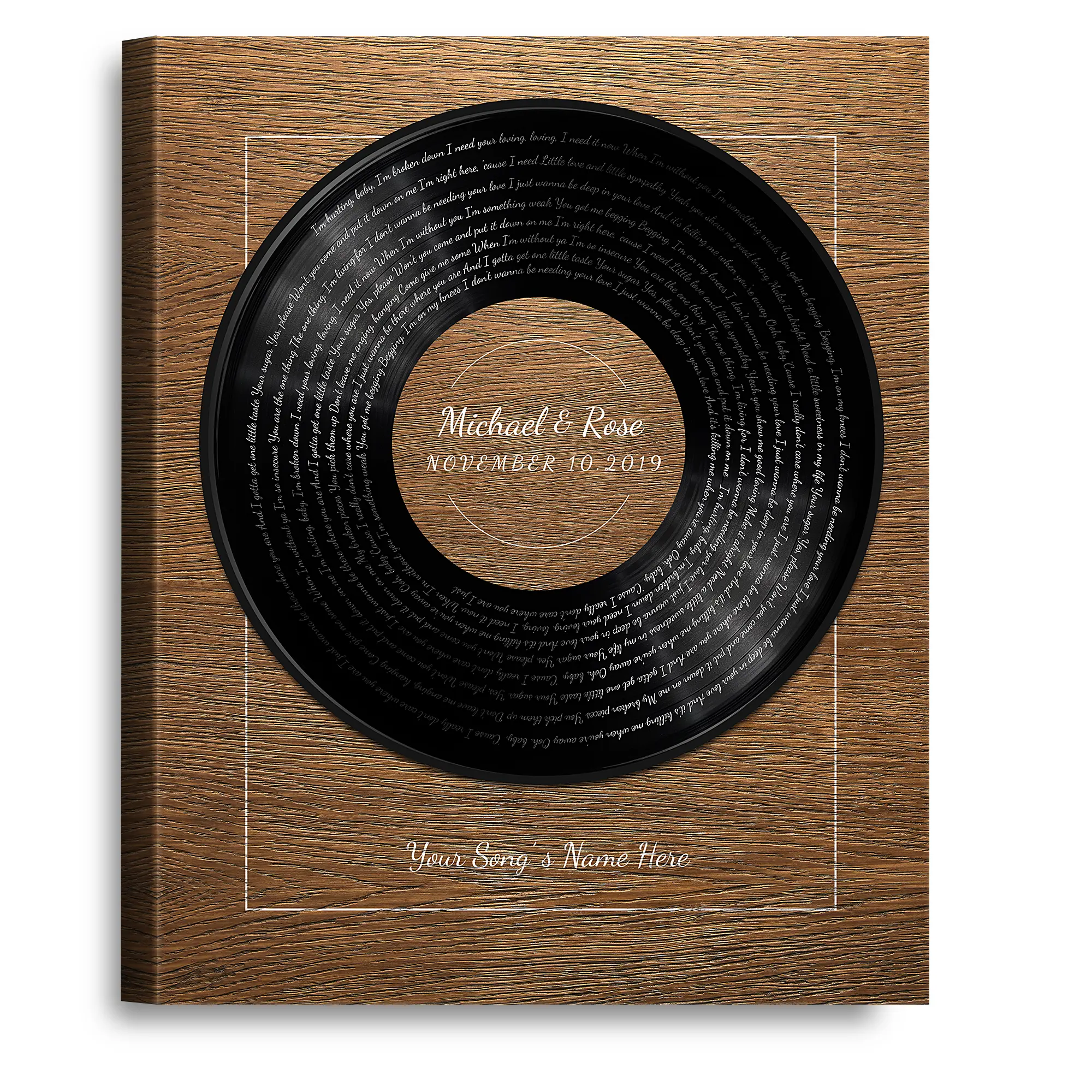 Personalized Music Lyrics Song Photo Canvas Prints vinyl record Names Date Song's Name on Prints Anniversary for Her,Wedding,Birthday,Engagement,Wall Decor ,Wall art Decor Print on Canvas