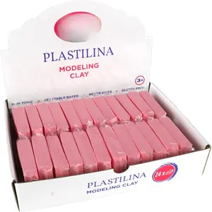 Plastilina  and Non-Drying Modeling Clay; Set of 24 Bars, 1.4 Ounce Each,  for Arts and Crafts Projects, Pink