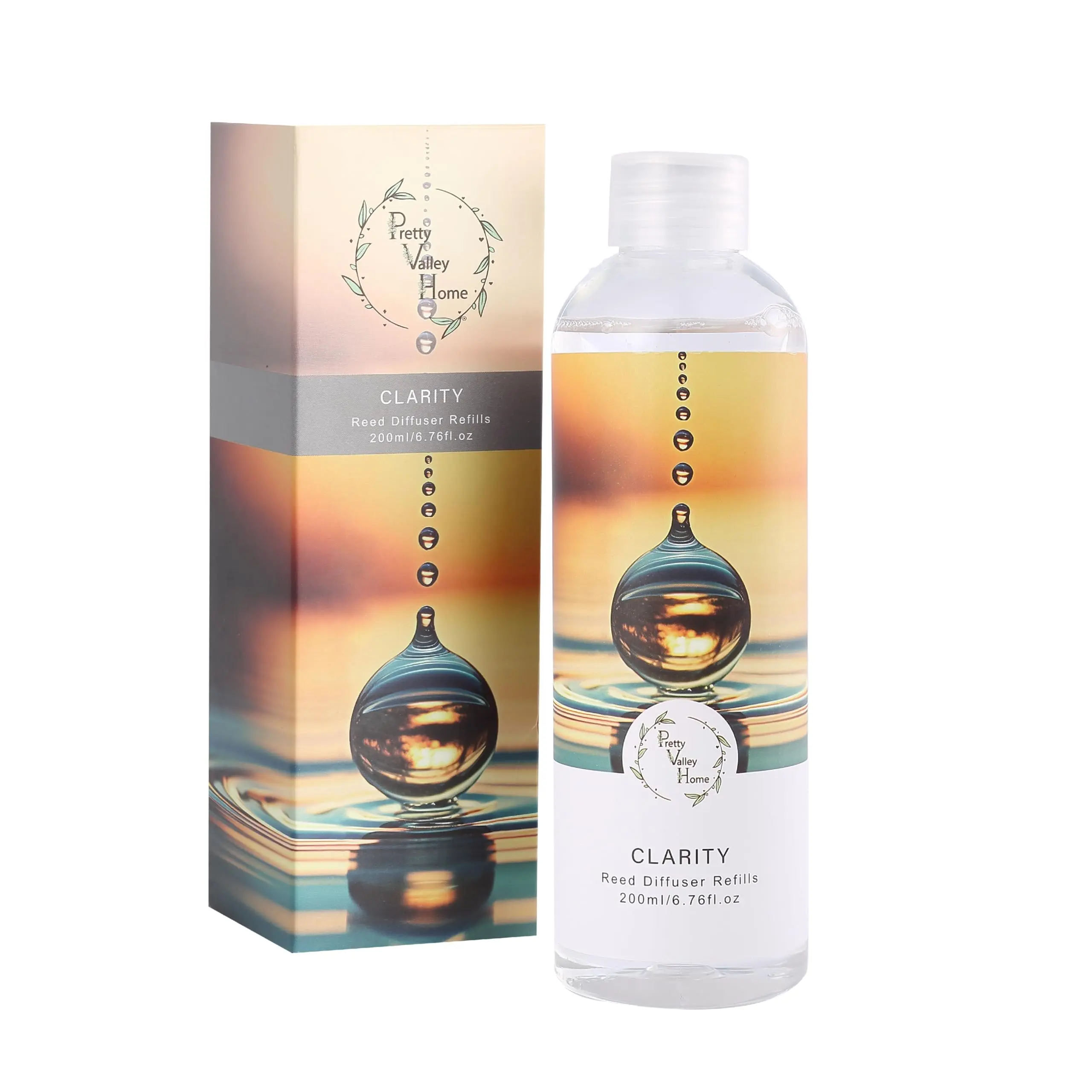 Reed Diffuser Refill Azure Blue Leaf Fresh Scent - 200ml (6.76 fl.oz) Essential Oil for Office Bedroom Natural Home Fragrance