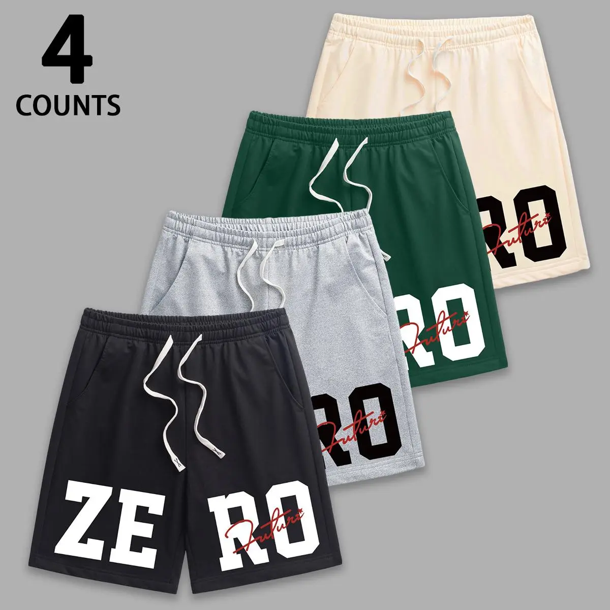 Men's 5-Pack Custom-Fit Mixed-Color Novelty Shorts - Retro Sport Number & Script Design, Breathable Vintage-Inspired Print with Nostalgic Charm, for Daily Life & Fitness, Custom-Fit Men's Shorts, Mixed-Color Men's Shorts
