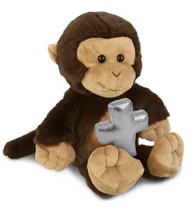 DOLLIBU 9" Cuddly Monkey Shape Plush Cross Religious Stuffed Doll - Super-Soft Polyester Toy, Stuffed Animal Gifts for Ages 0+