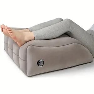 1 Inflatable Leg Elevation Pillow, Beige Adjustable Height Soft Wedge Cushion, Medium Firmness for Sleep and Reading, Ergonomic Design to Improve Circulation