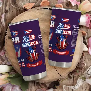 1pc 600ml Puerto Rico Elements Pattern 304 stainless steel large capacity travel mug.throw blanket. comfy throw blanket. 20oz insulated water bottle. chairs ideal for those who love Puerto Rico and as a commemorative gift