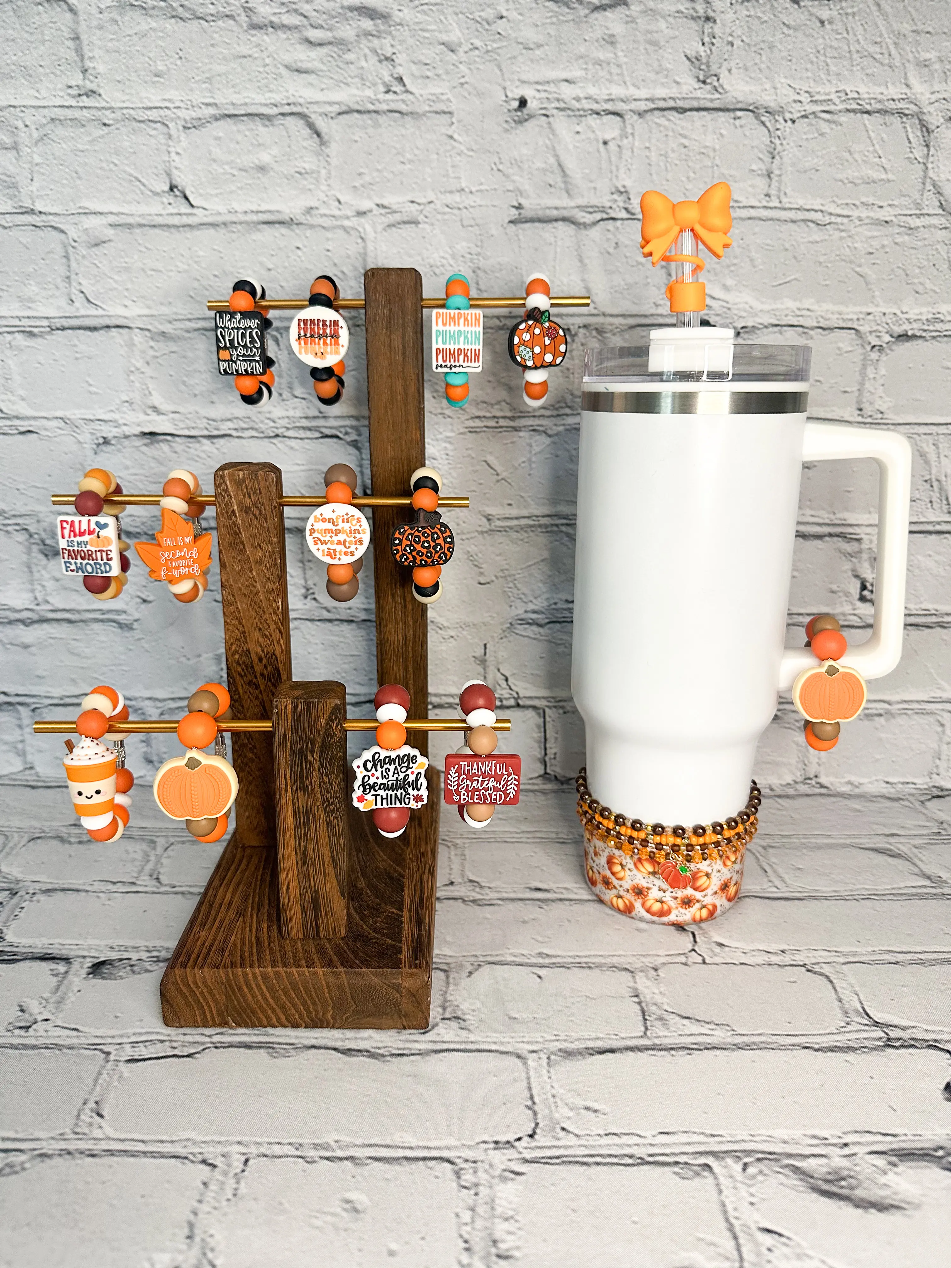Fall | Cup Charms | Pumpkin | Autumn | Accessorize your favorite tumbler or cup | Great for backpacks and luggage too!