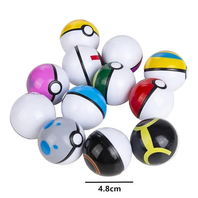 12pcs/Set Opp-Bagged Pokeball Pikachu Action Figure, Pocket Monster Genie Ball Model Anime Dolls Toy Blind Bag Collectibles for Anime Fans, Party Gifts