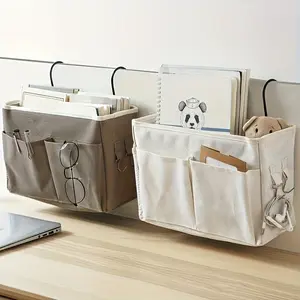 Multifunctional fabric wall storage basket, suitable for dormitories and various types of rooms, including bedside hanging baskets with multiple pockets and student bed sheet storage bags