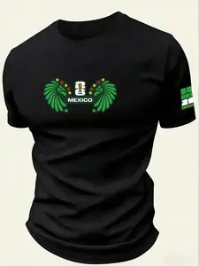 2026 World Cup Mexico Eagle Theme Cotton Short Sleeve T-Shirt, Loose Fit, Unisex, Casual Wear, Football Viewing, Fan Gathering