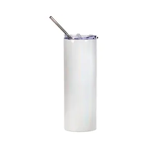 20 oz Glitter Sparkling Straight Skinny Tumbler Sublimation Blank - White