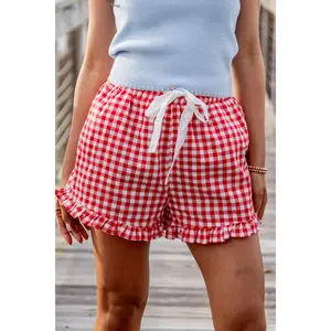 Front Porch Red Gingham Drawstring Shorts