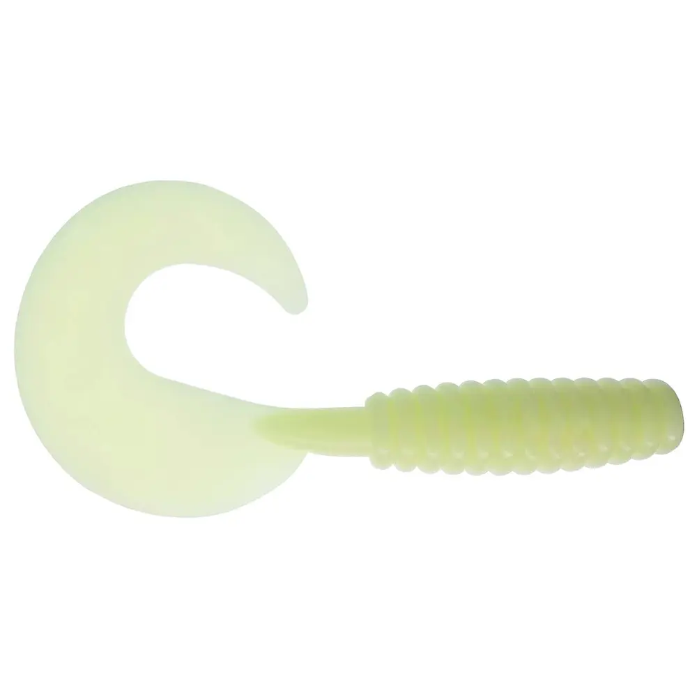 Sanhu 12" Big N Grubs Soft Baits 4 Pcs Glow Finish for Saltwater Fishing with Curl Tail Design Ideal for Halibut Lingcod & Deep Sea Bottom Fishing