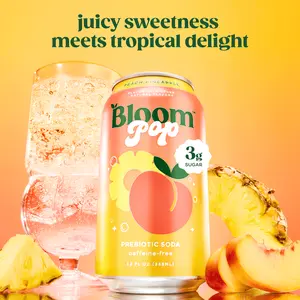 Bloom Pop - Peach Pineapple - Prebiotic Soda 12 Pack, 12oz Cans - Prebiotic Soda for Gut Health, Low Calorie Soda, No Caffeine, Healthy Soft Drink Alternative Beverage Bloom Pop - Peach Pineapple - Prebiotic Soda 12 Pack, 12oz Cans - Prebiotic Soda for Gut Health, Low Calorie Soda, No Caffeine, Healthy Soft Drink Alternative Beverage