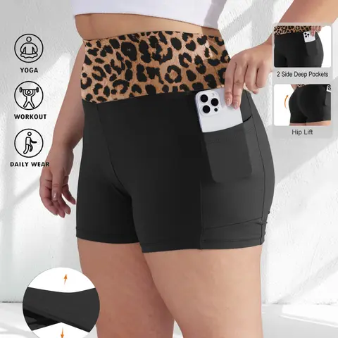 【Plus Size】 High Waist Pocket Skinny Shorts, Casual Comfy Breathable Short Leggings for Daily Wear, Women's Bottoms for Summer, Athleisure Casual Shorts