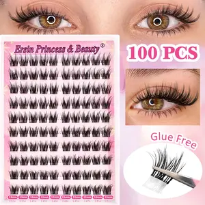 100 Pairs Glue-Free False Eyelashes, Makeup Tool, Mixed Lengths (11-13mm), Natural Look, Curling, Voluminous, Waterproof, Long-Lasting Adhesive, Easy to Carry