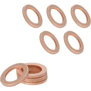 10 PCS 14mm Copper Oil Drain Plug Gasket Crush Washer Seals Compatible with OEM 007603-014106, Automotive Replacement