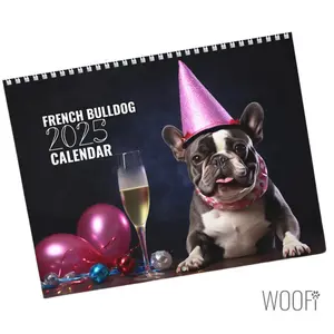 French Bulldog Calendar 2025, Frenchie Wall Calendar Gift, 12 Month Hanging Wall , Desk Calendar, Dog lover, Support Dog Shelters