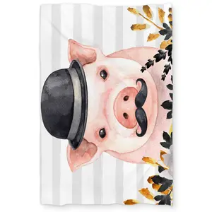 360 Stand Detective Pig Animal Motif Duvet Cover - Twin XL Size, Microfiber Soft Fabric Face, Farm Theme Bedding, Home Decor Animal Bedroom Soft Furnishings, Extra-Large Coverage, Cartoon Duvet Covers, Child-Sized Duvet Covers