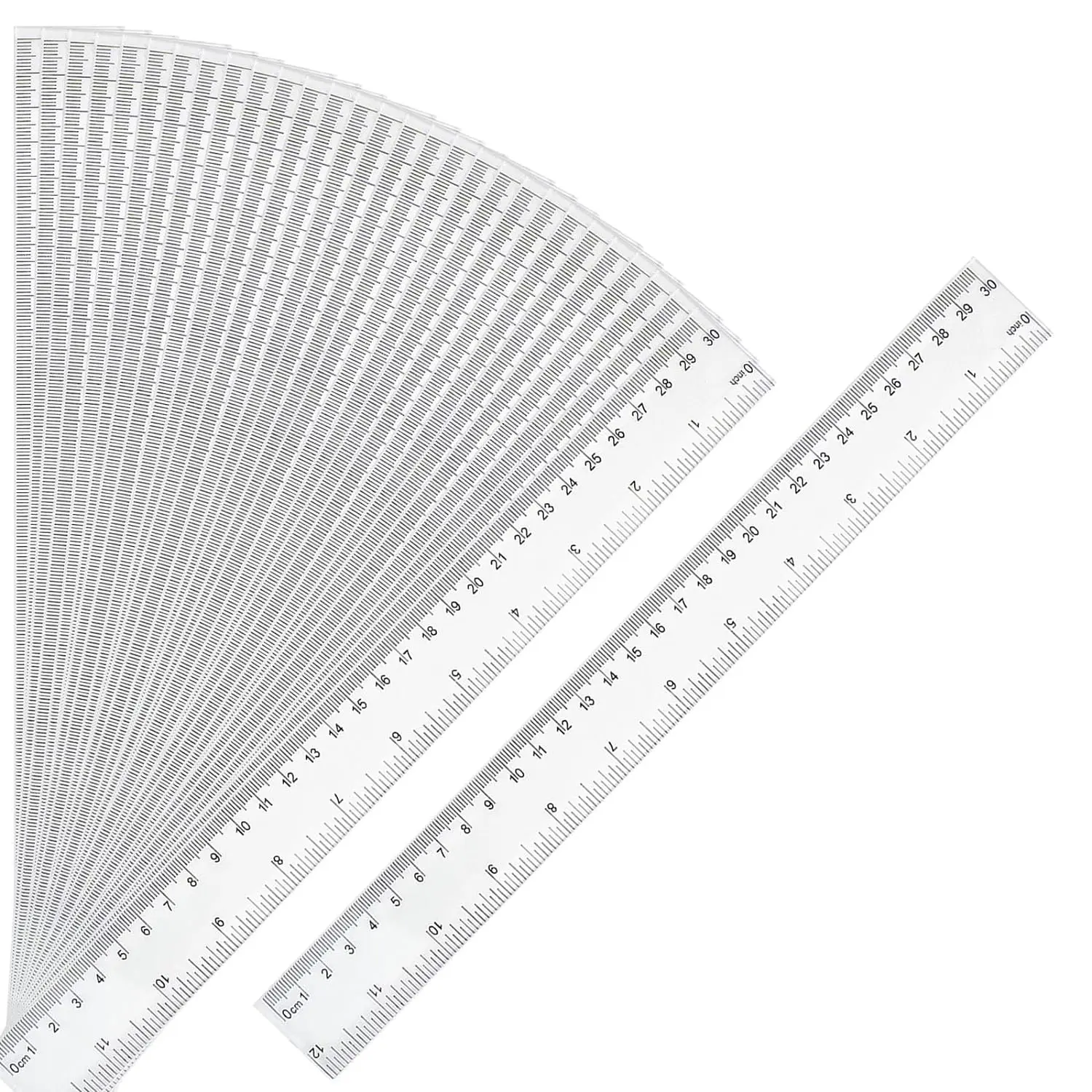 30 packs clear plastic rulers, 12 inches, with centimeters and millimeters; metric rulers, bulk pack for kids’ classrooms, schools, and offices