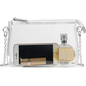 Women Stadium Approved Clear Crossbody Bag with Zipper Closure Transparent Purse for Concert