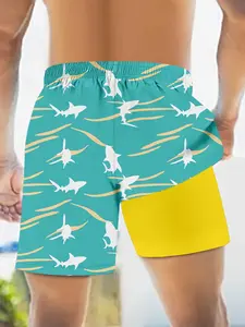 Mens Swimming Trunks with Compression Liner Swim Shorts with Pockets