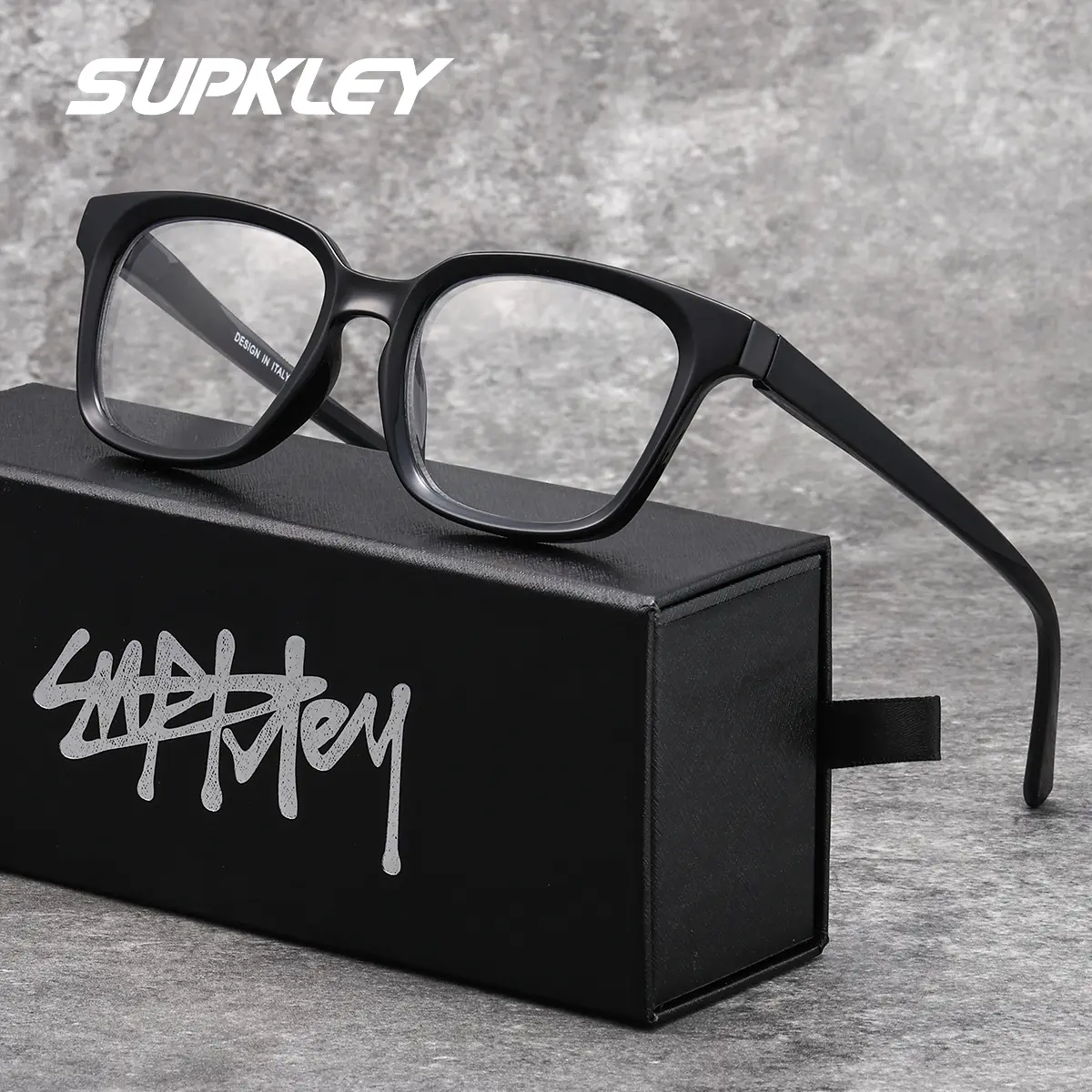 SUPKLEY Classic Simple Men's Reading Glasses, High Quality Eyewear, Lightweight PC Square Frame Eyeglasses, High Definition Lenses, Unisex, Ideal Gift for Parents, Boyfriend, Friends
