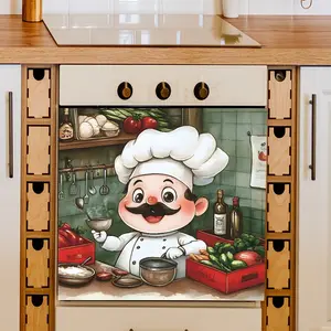 Cartoon Chef Kitchen Stove Decorative Decal, Fun Restaurant Decoration, Enhance Your Cooking Space, Perfect Gift for Food Lovers