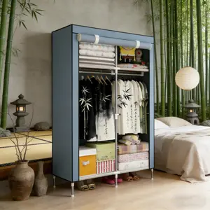 4-Compartment Large Dustproof Wardrobe, Thickened Steel Frame, Large Capacity Storage Closet for Bedroom, Dorm & Entryway
