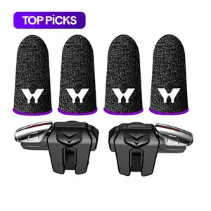 Mobile Controller & Gloves, Anti-sweat & Anti-slip Finger Gloves, Game Finger Gloves & Mobile Controller Set, Phone Accessories for iPhone Android iPad, Mobile Game Trigger