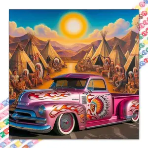 1 DIY diamond painting kit, 5D diamond art set, DIY decoration, vintage truck diamond painting kit with full round diamonds, mosaic, diamond art, DIY art home decor, Crafts, suitable for Christmas