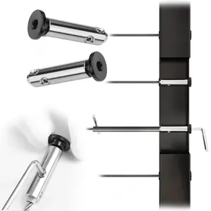Swageless Cable Railing Kit 1/8" Invisible Tensioner and Terminal Black Flat Head Hidden Cable Rails for Metal Post Deck Stairs for 10 Cable Runs-CB05