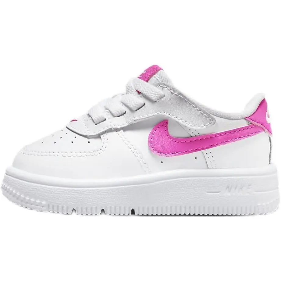 Toddler's Nike Force 1 Low EasyOn White/Laser Fuchsia (FN0236 102)